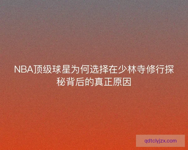 NBA顶级球星为何选择在少林寺修行探秘背后的真正原因