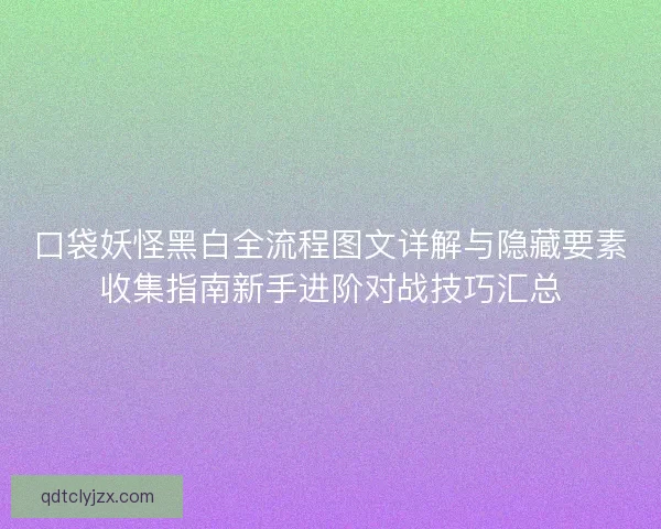 口袋妖怪黑白全流程图文详解与隐藏要素收集指南新手进阶对战技巧汇总